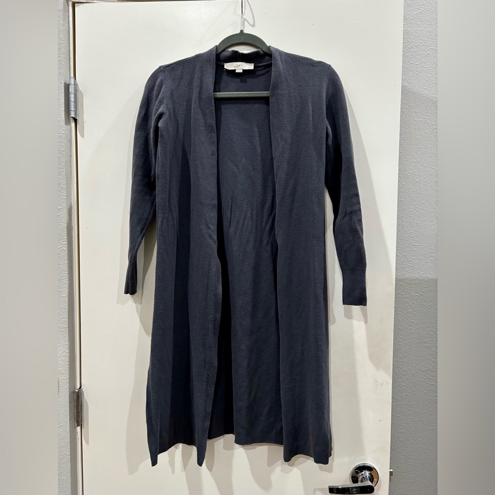 LOFT Charcoal Open Cardigan
